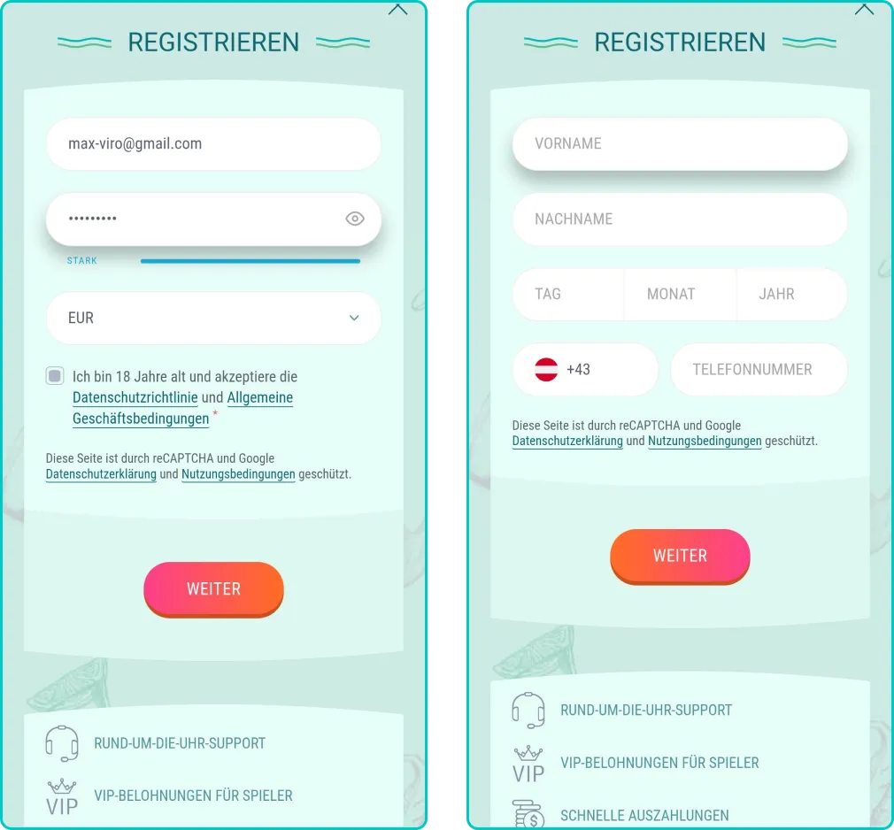 Spinia Casino Anmeldung und Registrierung