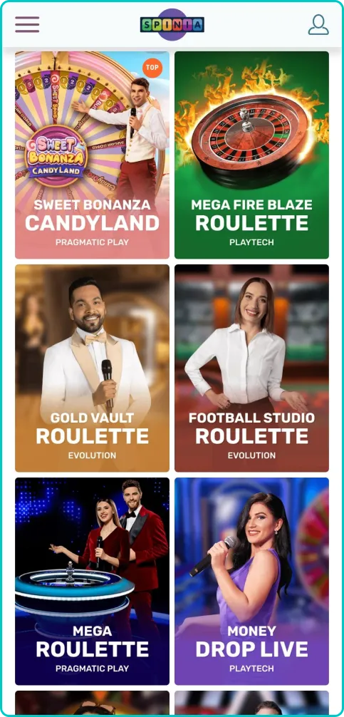 Spinia Live-Casino Spielshows