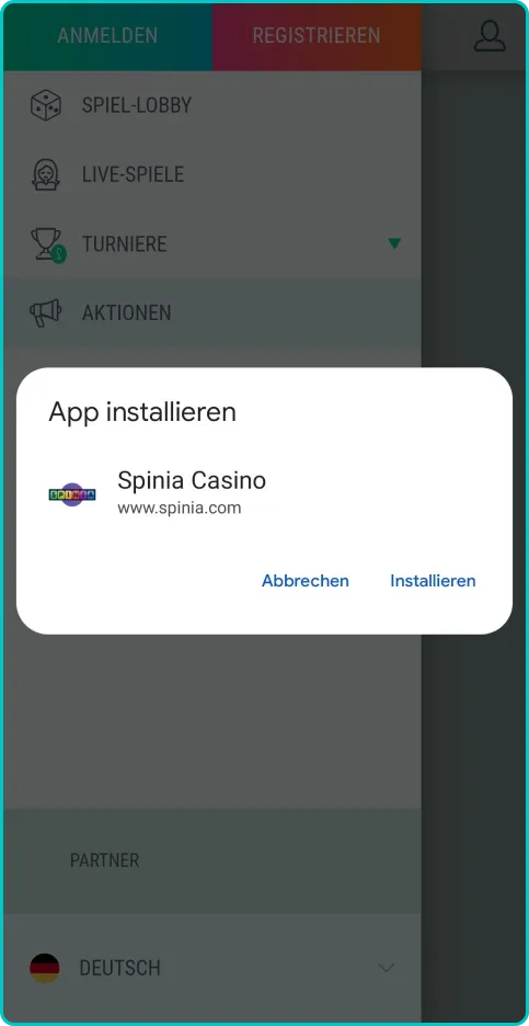 Spinia Casino Mobile Version